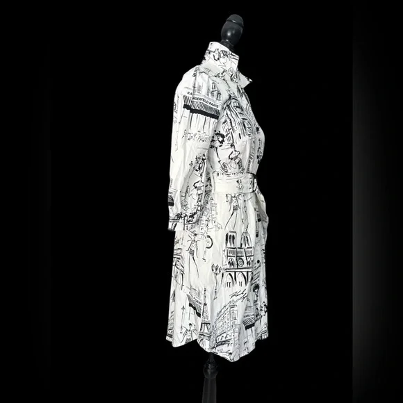 NWT Karl Lagerfeld Black & White Monochrome Graphic Dress Size 2 - Picture 5 of 13